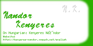 nandor kenyeres business card
